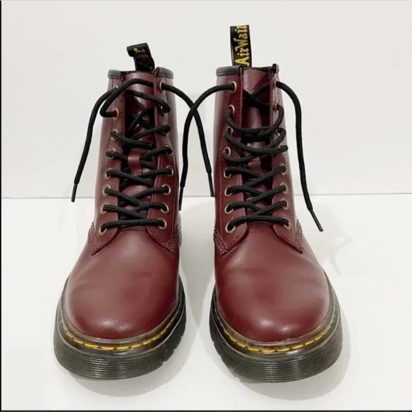 Dr. Martens Zavala Combat Boots Cherry Red 6 - Picture 2 of 12